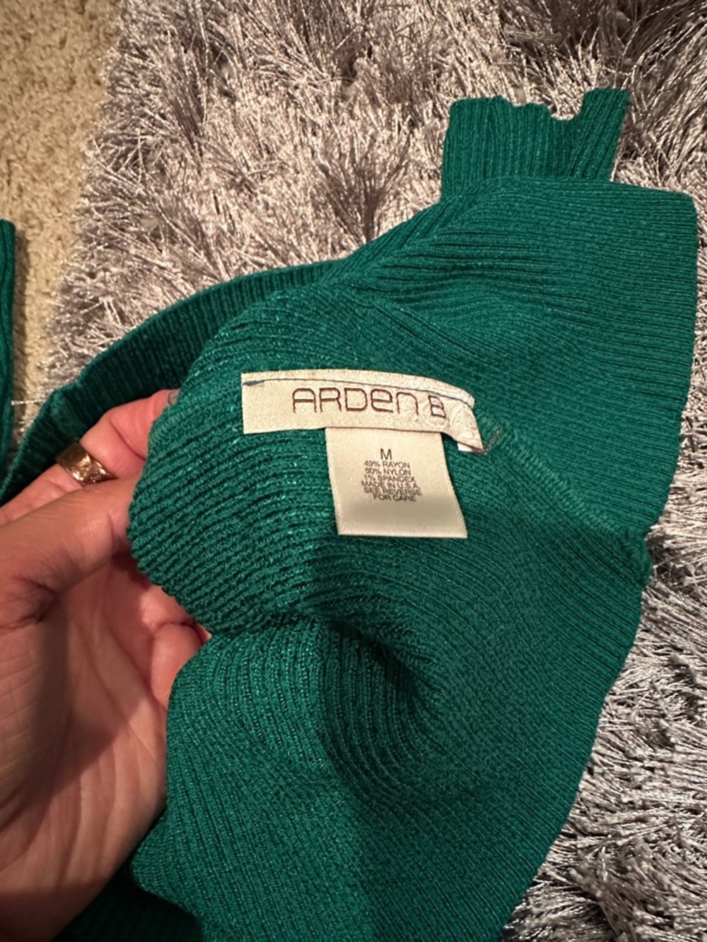 Arden B Green Cable-Knit Cold-Shoulder Turtleneck Dress - Picture 2 of 3